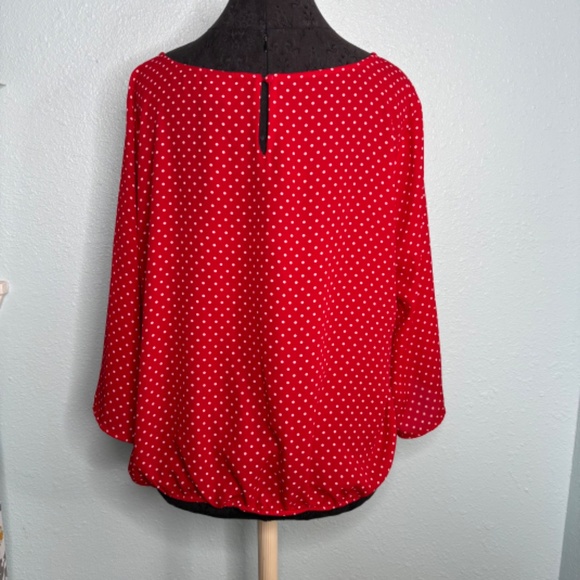 SOHO Jeans New York & Company Jeans Red White Polka Dot Blouse - Picture 3 of 12